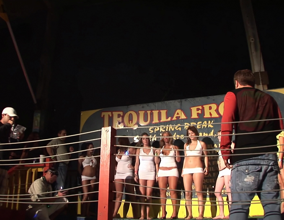 College Girl Wet T\-Shirt Skin to Win Contest During Spring Break South Padre Texas